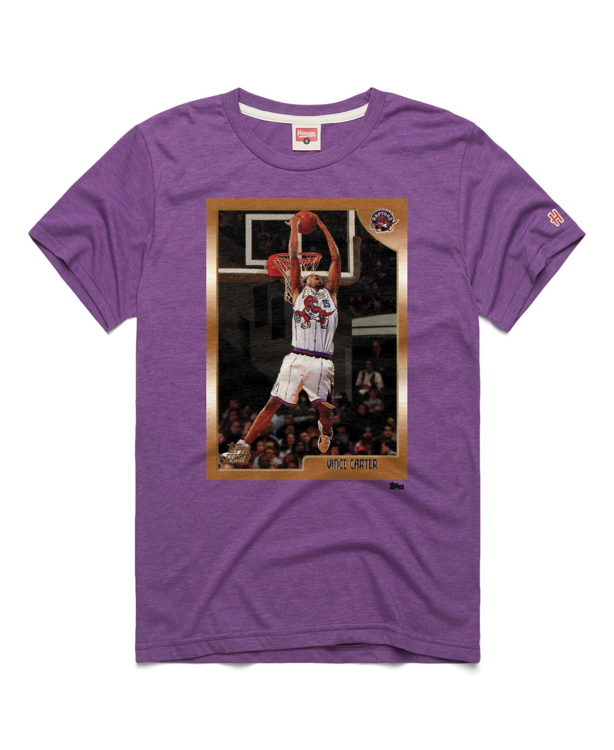 Homage Men's And Women's Vince Carter Purple Toronto Raptors Topps Trading Card Player Tri-blend T-shirt