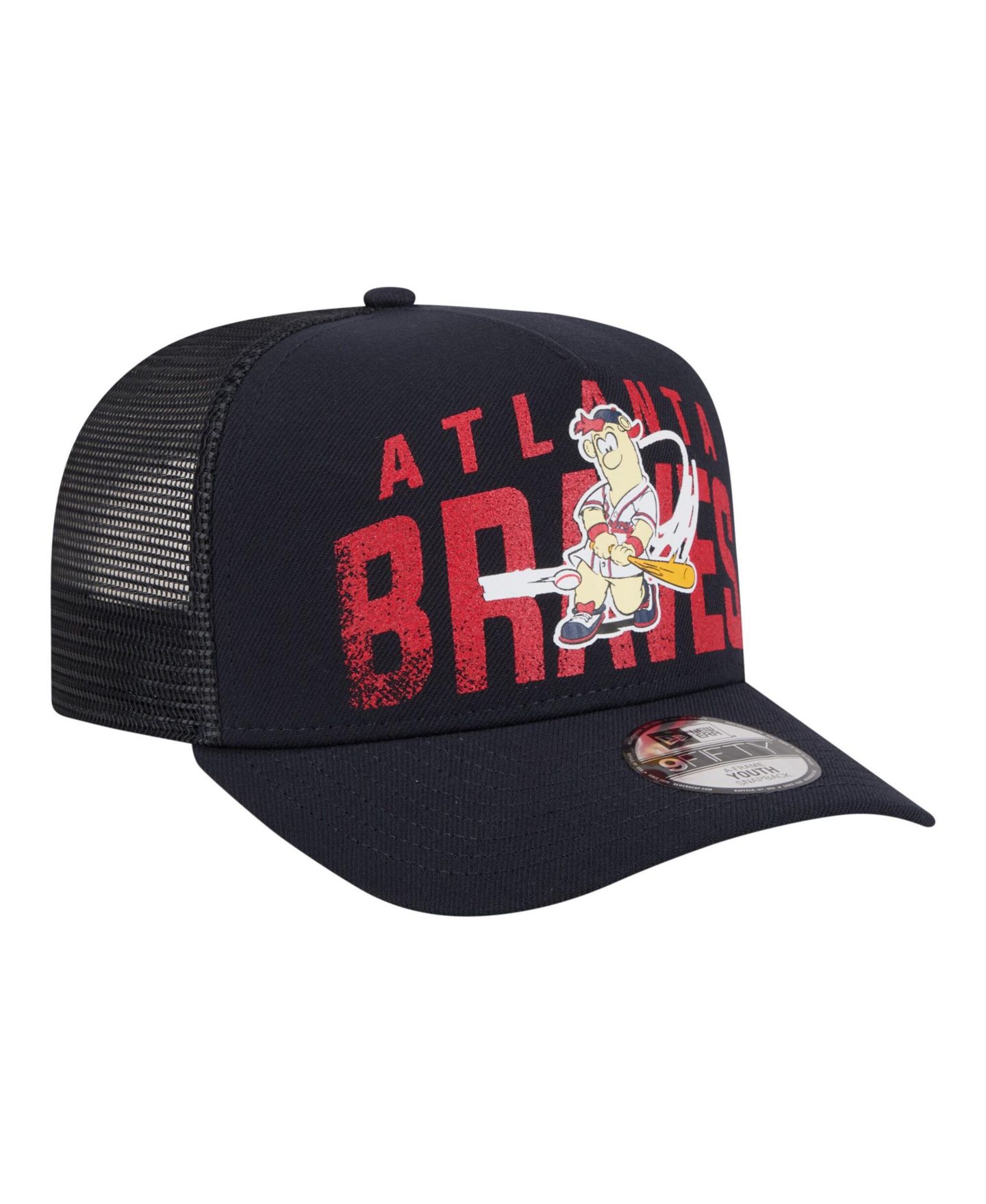 Детская кепка New Era Navy Atlanta Braves Logo Fade A-Frame 9FIFTY Snapback Hat — фото 4