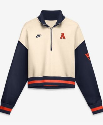 Women's Auburn Tigers Quarter-Zip Oversized Cropped Cotton-Polyester Blend Sweatshirt