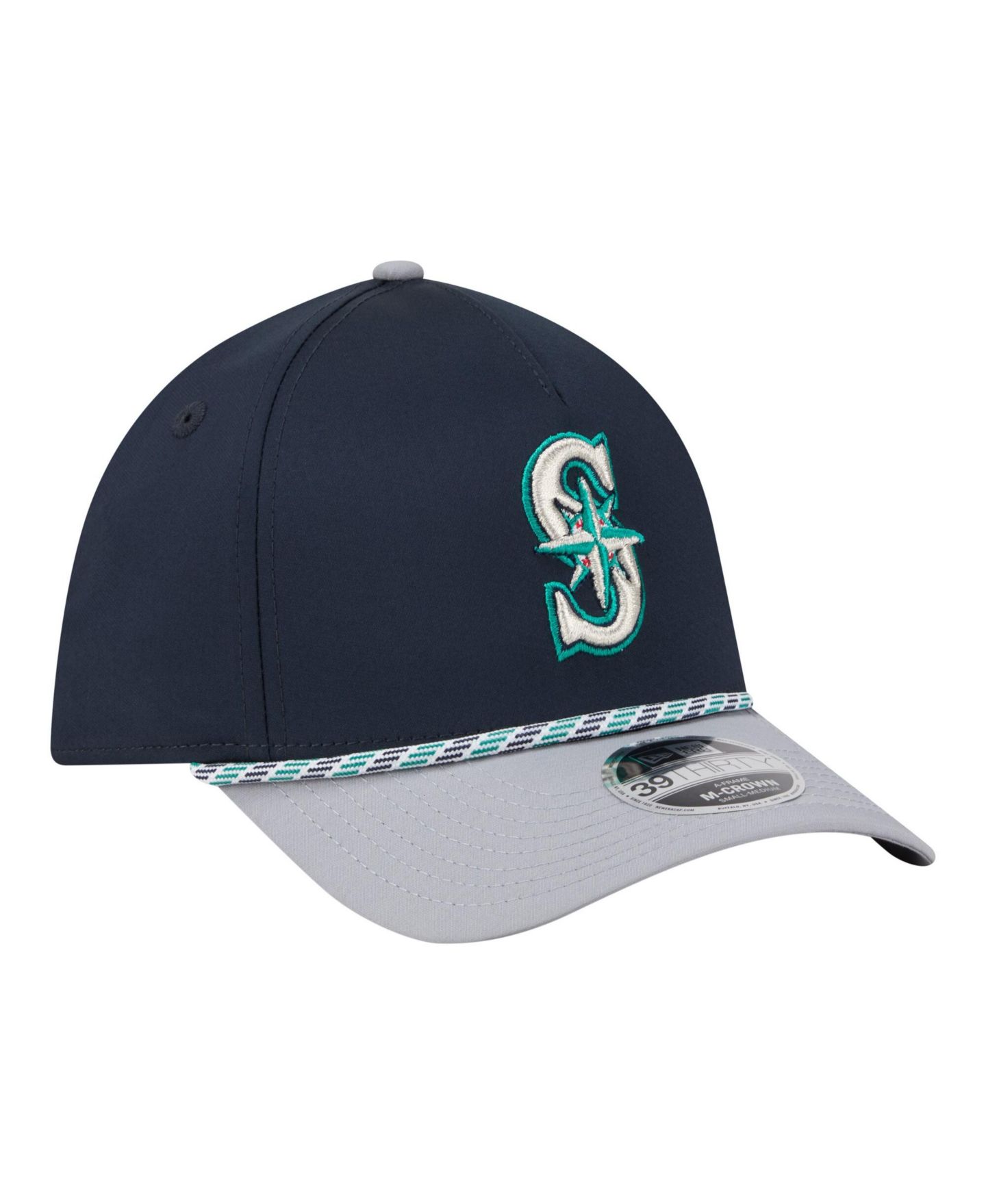 Мужская кепка New Era Navy/Gray Seattle Mariners Rope M-Crown A-Frame 39THIRTY Flex Hat — фото 4
