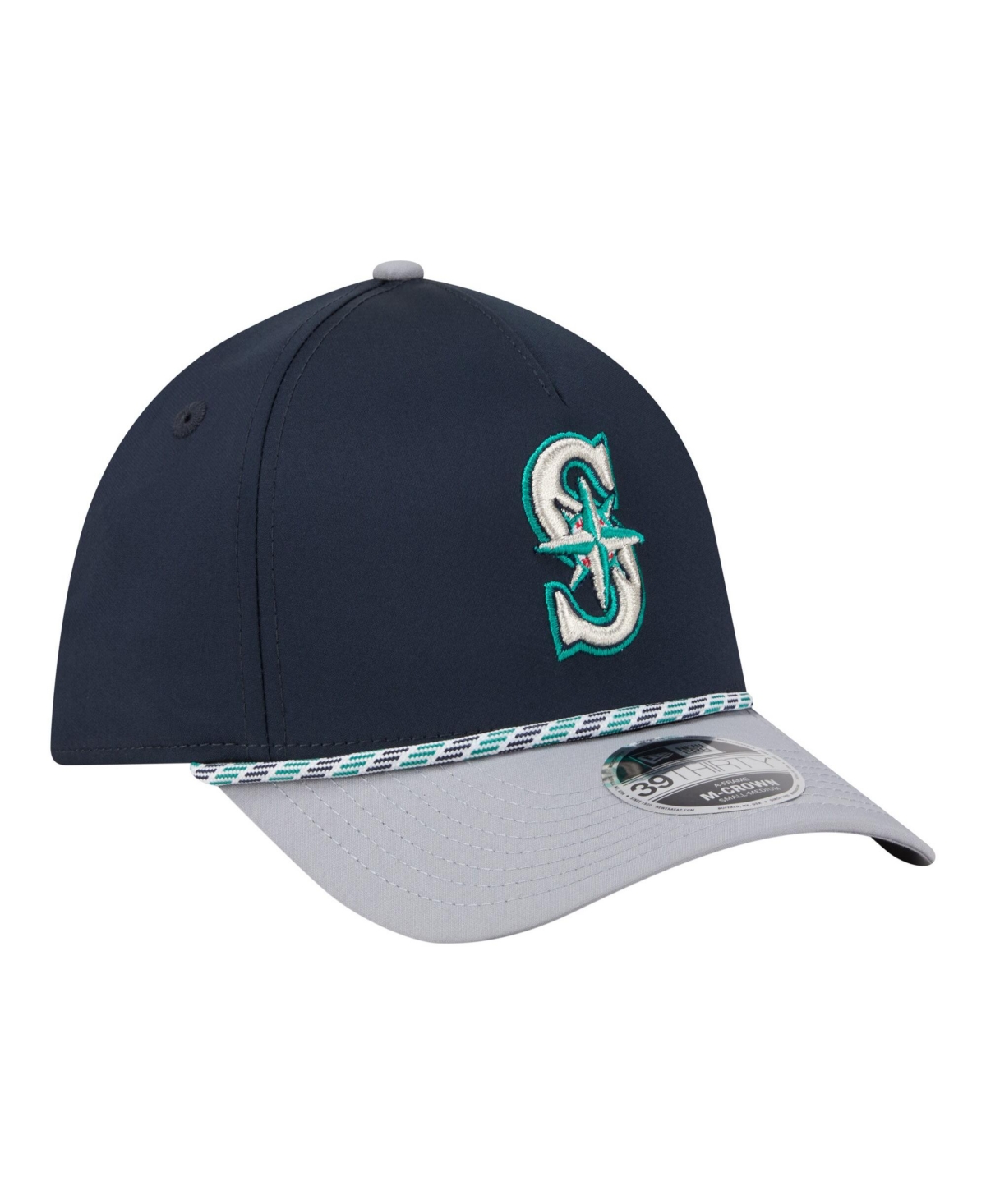 New Era Men's Navy, Gray Seattle Mariners Rope M-Crown A-Frame 39THIRTY Flex Hat