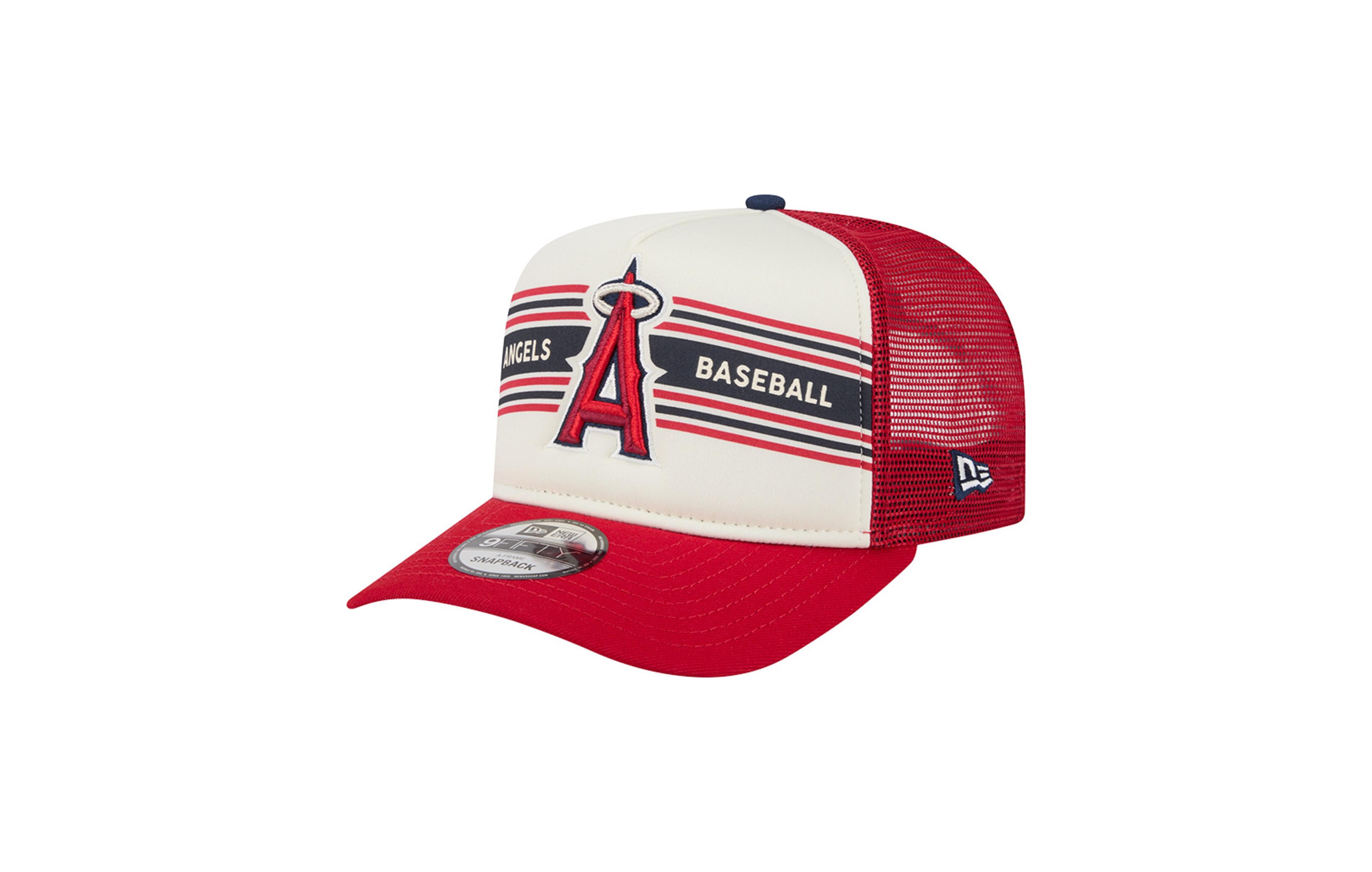 New Era Men's Cream, Red Los Angeles Angels Banner A-Frame 9FIFTY Trucker Snapback Hat