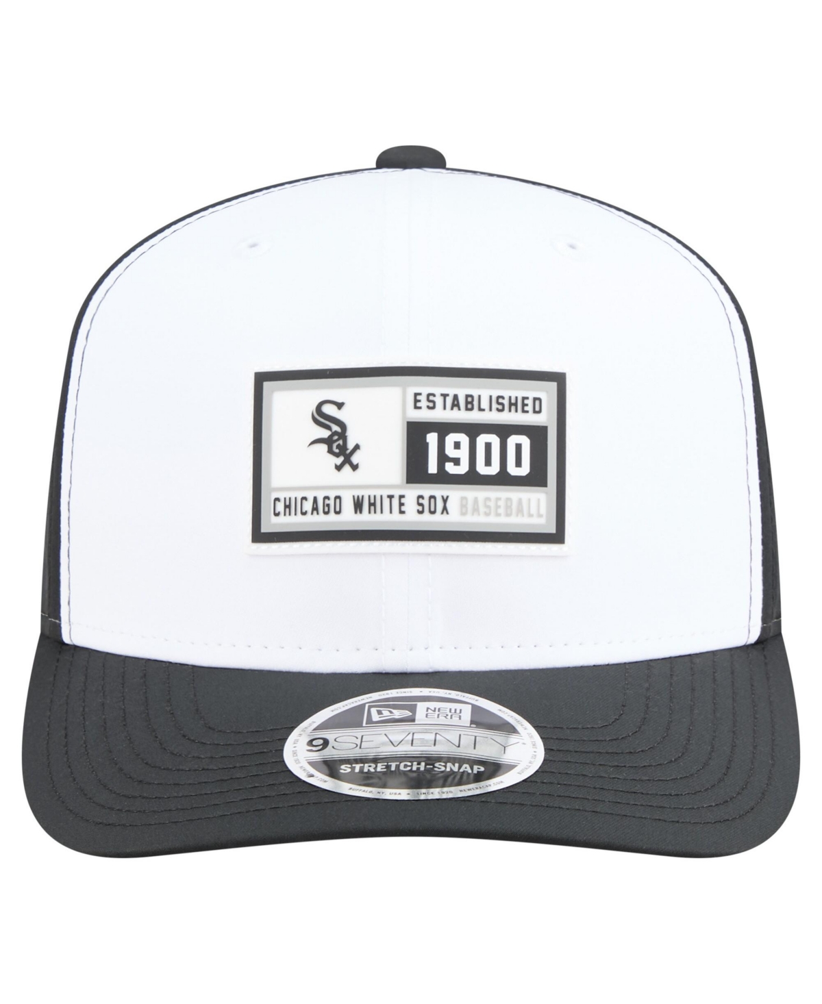 New Era Men's White, Black Chicago White Sox Established Patch 9SEVENTY Adjustable Hat