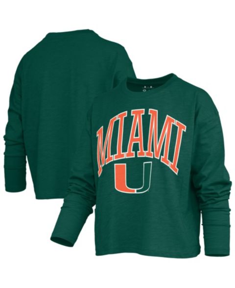Женская футболка Pressbox Miami Hurricanes Motley Long-Sleeve Boxy Waist-Length Cotton-Blend
