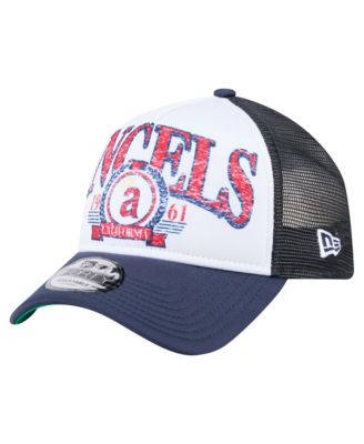 Men's Navy California Angels Distressed 9FORTY A-Frame Adjustable Trucker Hat