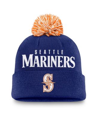 Men's Royal Seattle Mariners Peak Cuffed Knit Hat with Pom