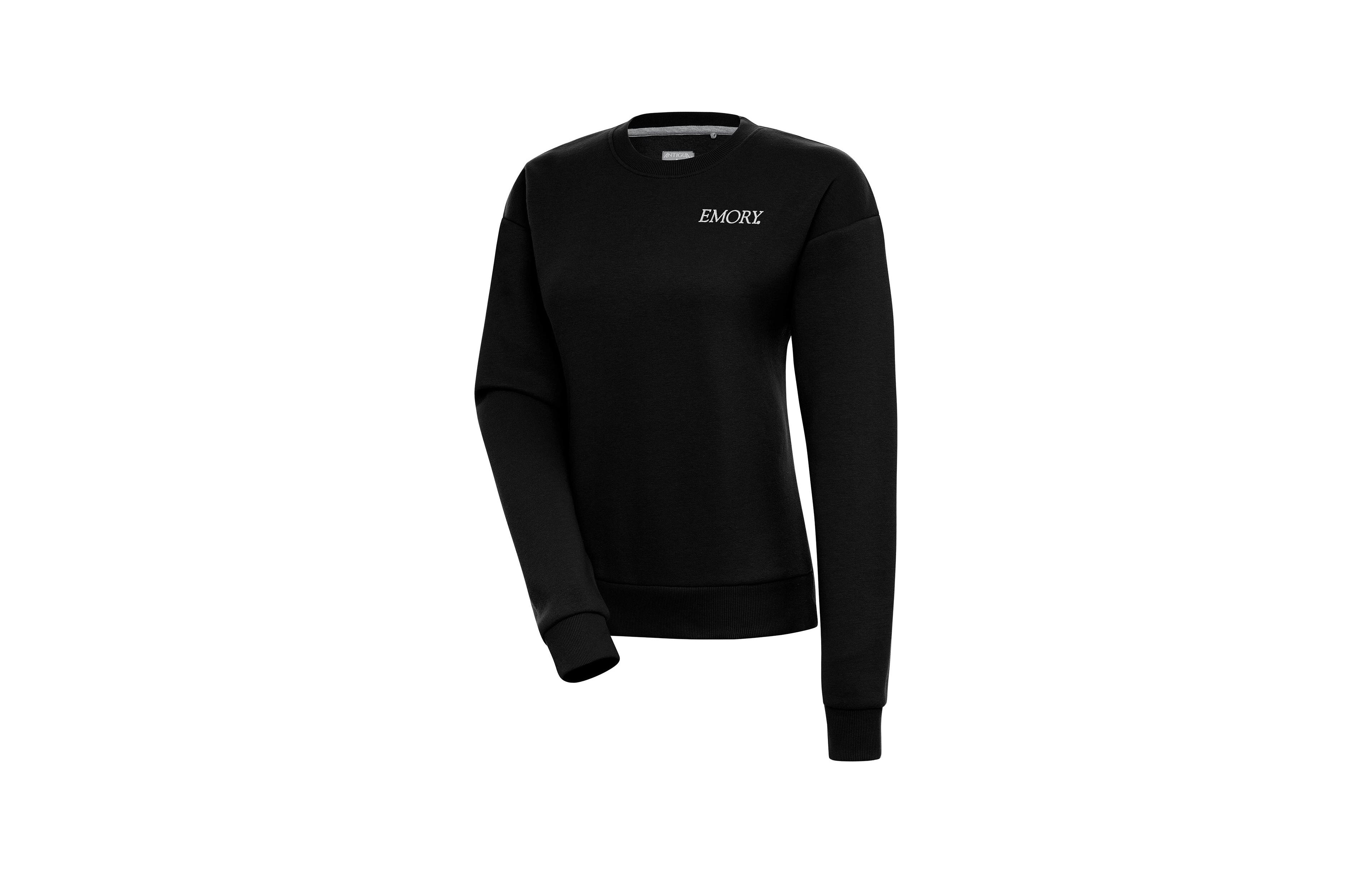 Antigua Women's Black Emory Eagles Victory Crewneck Pullover Sweatshirt