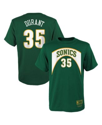 Big Boys and Girls Kevin Durant Green Seattle Supersonics Hardwood Classics Name & Number T-Shirt