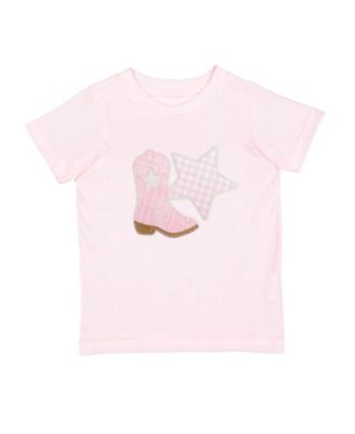 Toddler Girls 2T-4T Bandana Cowgirl Patch Western Short Sleeve T-Shirt