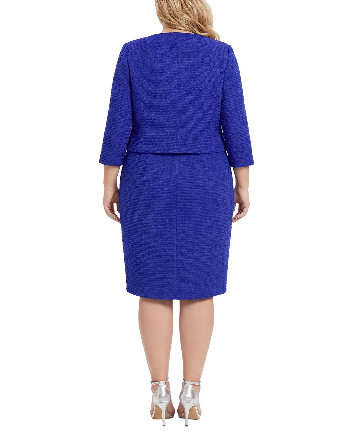 NY Collection Plus Size Textured Knit 3/4-Sleeve 2 Piece Dress Set view 5 — MAYCSS fashion products