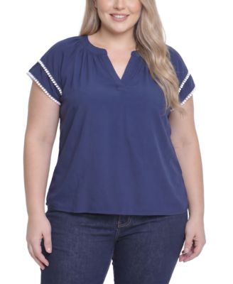 Plus Size Double-layer V-Neck Top