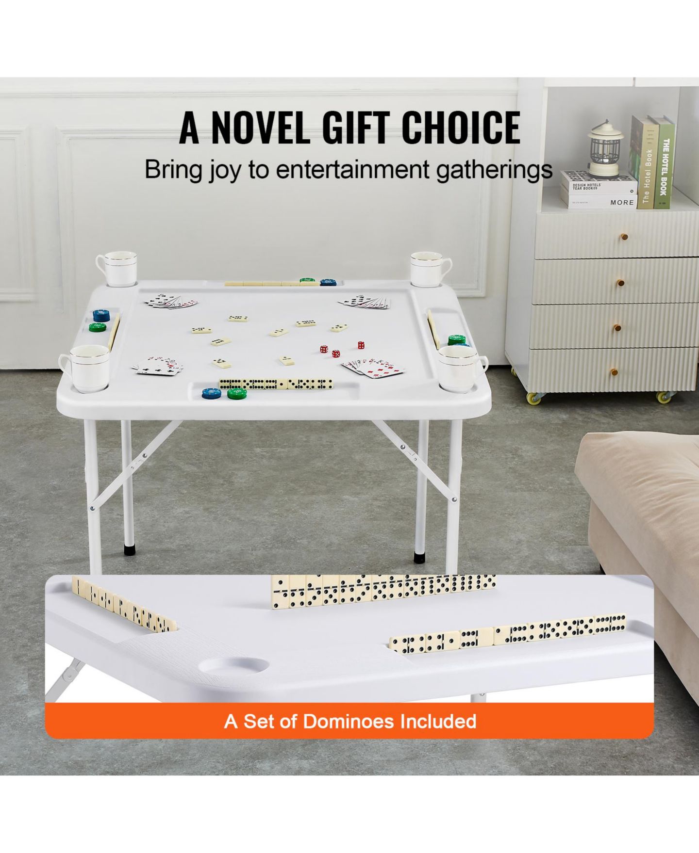 Детские игрушки VEVOR 4-Player Folding Mahjong Table and Dominoes Set, Ages 7+, цвет: Белый — фото 7