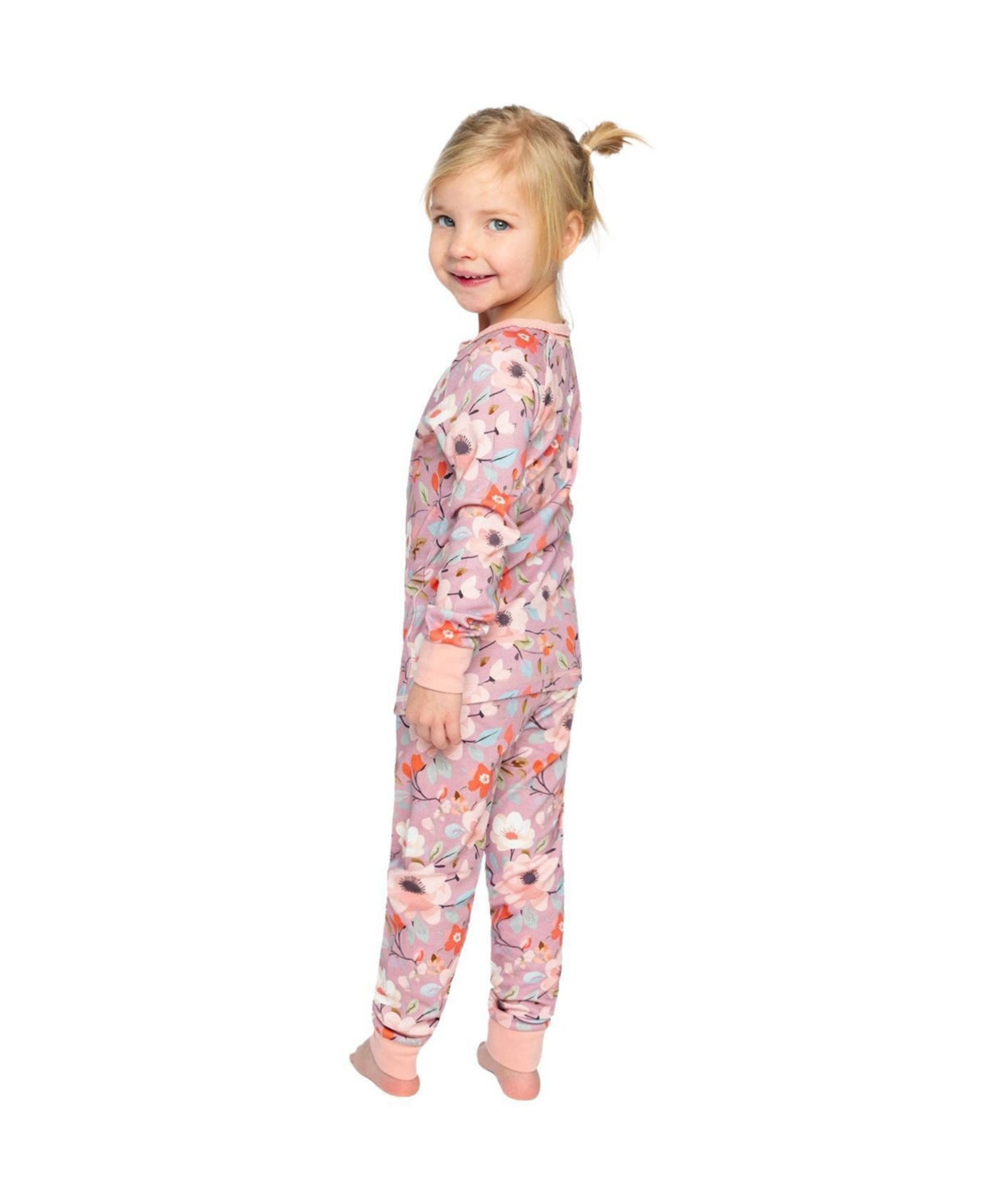 Deux par Deux Toddler Girls(2T-5T) Cotton Two Piece Pajama Set Floral Print