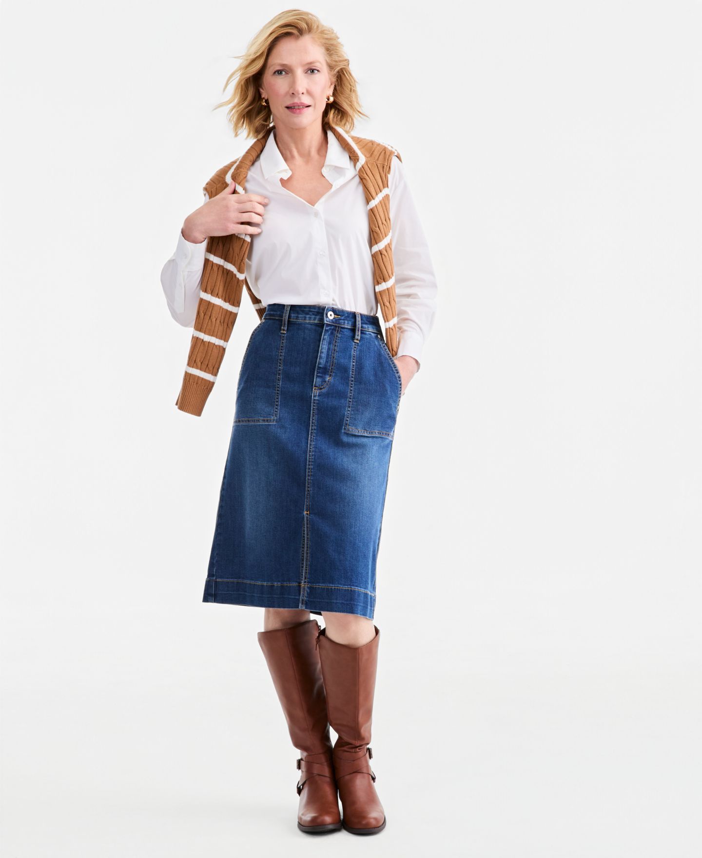 Женская юбка Style & Co Denim Utility, цвет: Варёный — фото 1