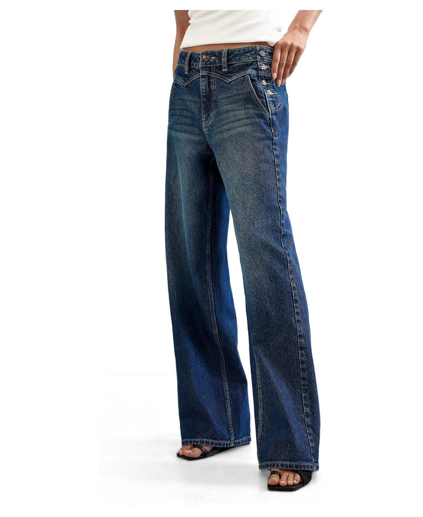Женские джинсы Desigual High-Rise Wide-Leg, цвет: Тёмный синий — фото 2