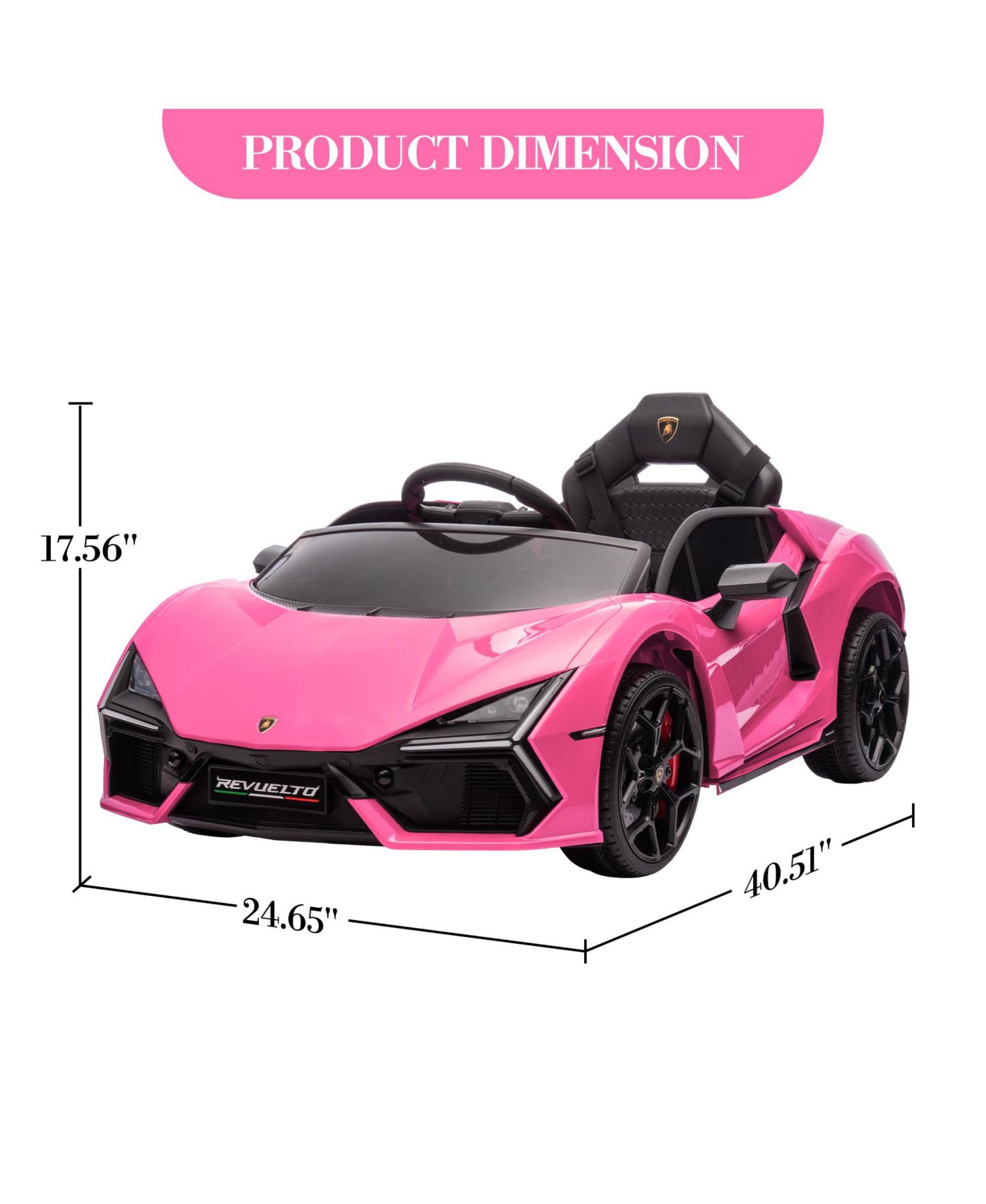 Детская игрушка homfan Lamborghini Revuelto Remote Control Battery Powered Ride-On Car, Ages 3+, цвет: Розовый — фото 2