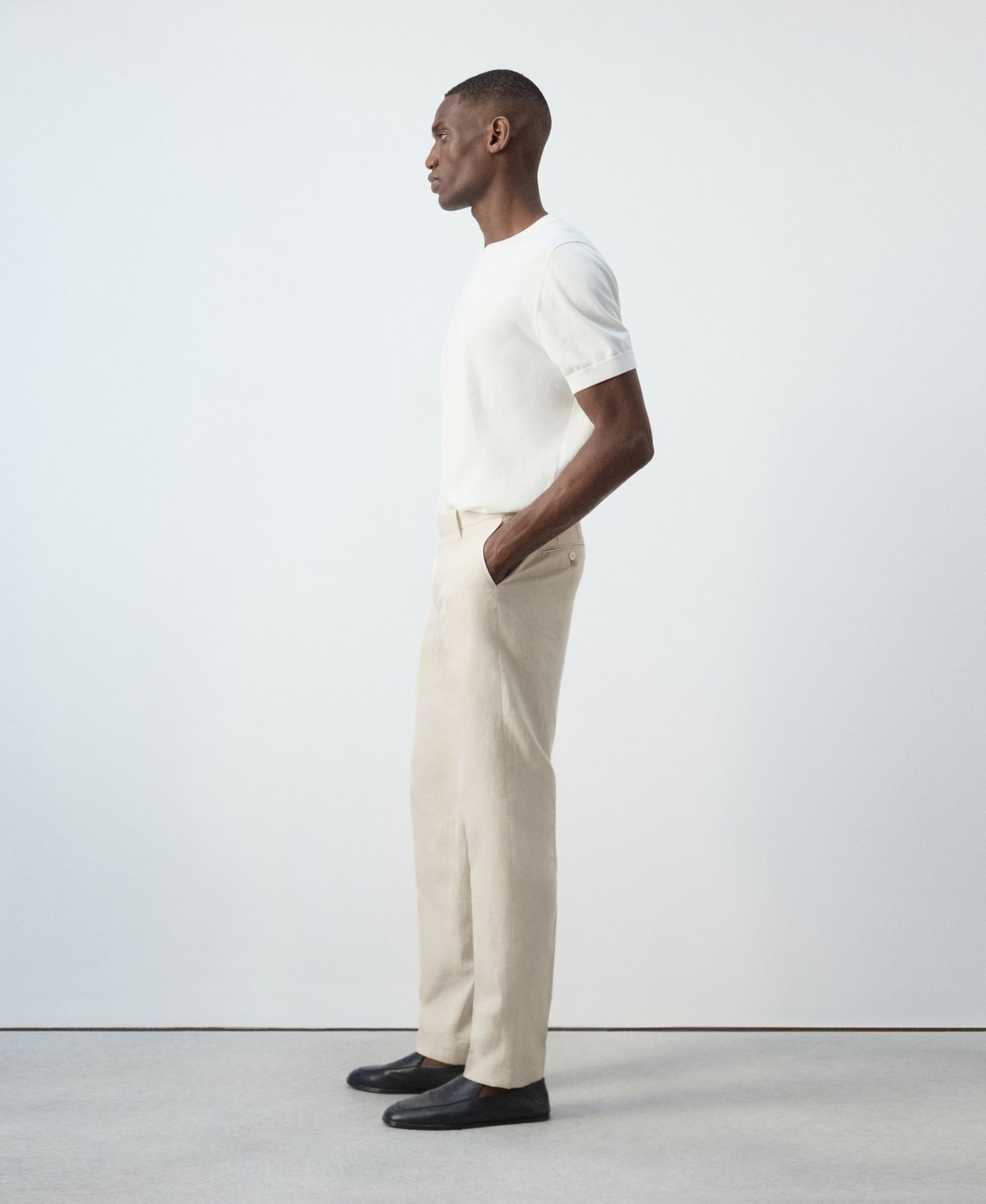 Мужские брюки MANGO Amalfi Linen Slim-Fit Suit, цвет: Экрю — фото 4