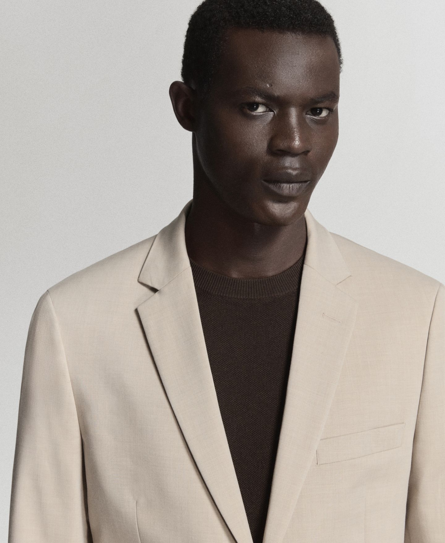 Мужской пиджак Mango Super Slim-Fit Stretch Fabric Suit, цвет: Бежевый — фото 5