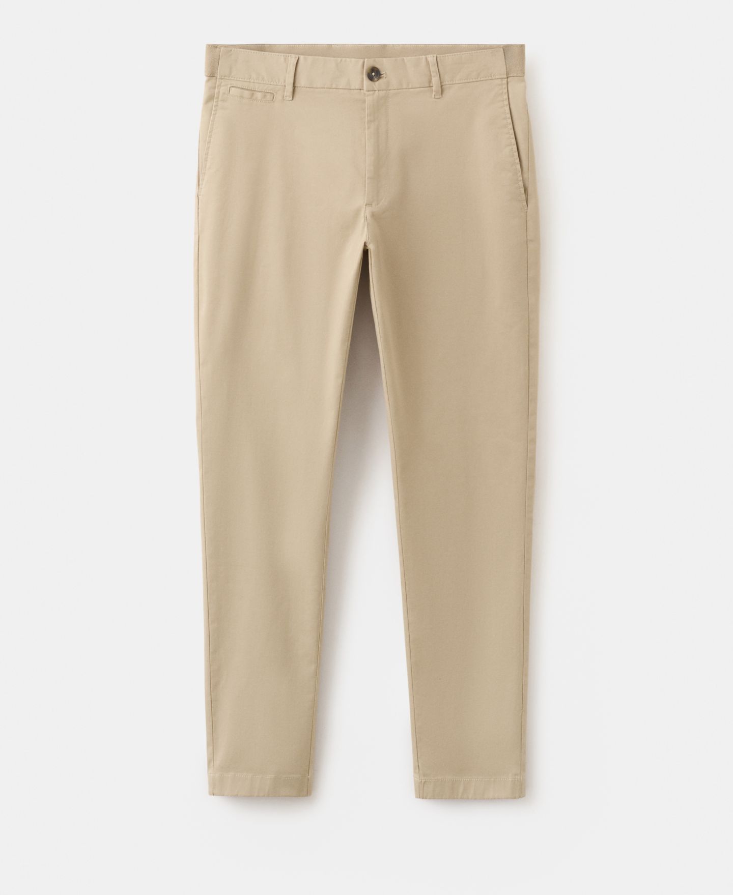 Мужские брюки Mango Prato Cropped Tapered Chino, цвет: Бежевый — фото 2