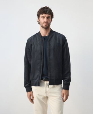 Men's Suede-Effect Bomber Jacket