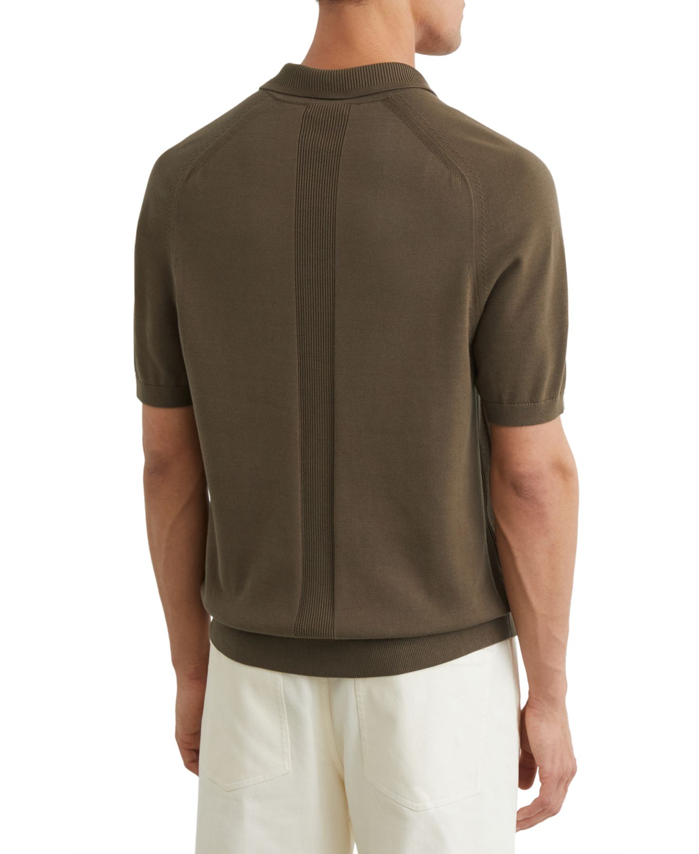 Мужское поло REISS Selkirk Cotton Knit Concealed-Placket Polo Shirt, цвет: Серо-коричневый коричневый — фото 5
