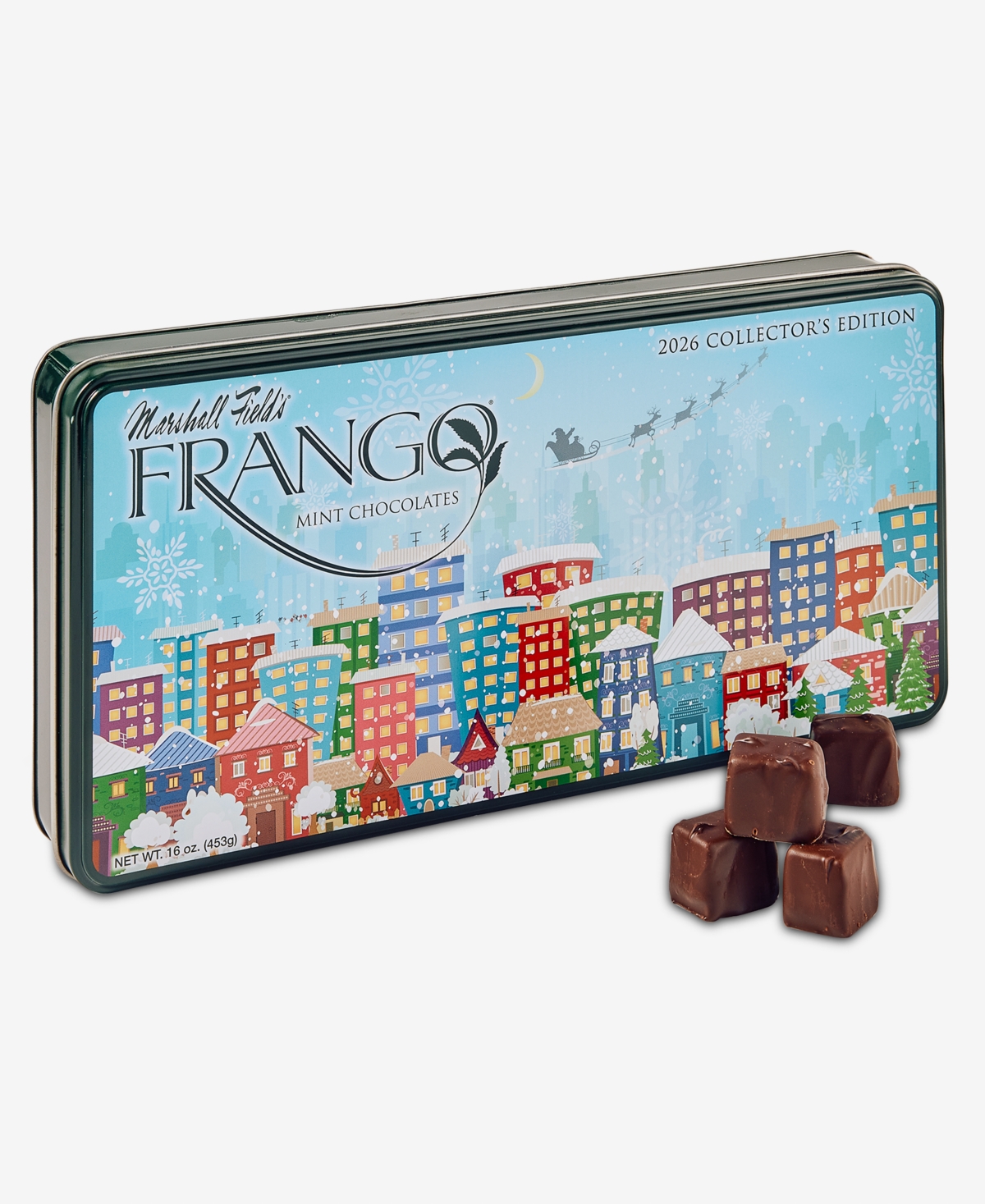 Frango Chocolates Holiday Collector's Tin Milk Mint Chocolates, 45 Piece