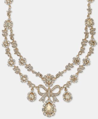 16" Crystal Gold-Tone Statement Bow Necklace
