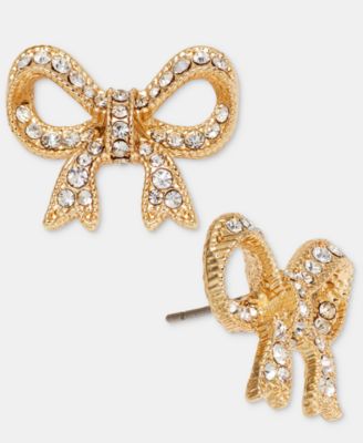 Women's Gold-Tone Crystal Bow Stud Earrings