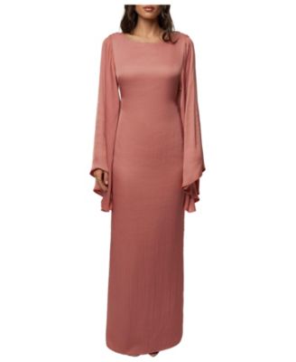 sparkly dress with long sleeves Isabeau Sheer Embellished Sleeve Evening Gown in Deep Cocoa Size:one size 2024 GLOBAL RESORT Say TEACHER OUTFITS for LaDivine Style