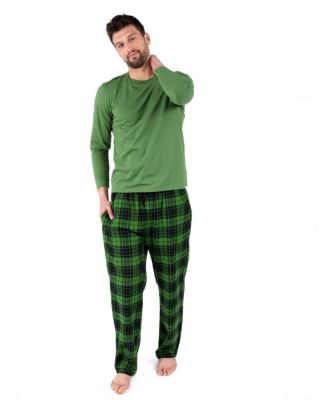 Men's Two piece Cotton Top and Flannel Pants Pajama Set