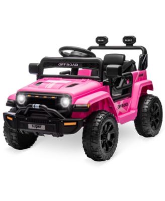 12V Ride On Truck, Dual 25W Motors, Remote Control, Spring Suspension, LED Headlights, Music, Battery Powered Car Toy