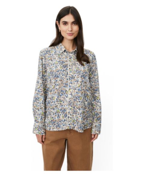 Женская рубашка Masai Copenhagen MaIthyria Long-Sleeve Floral-Print Button-Down, цвет: Синий