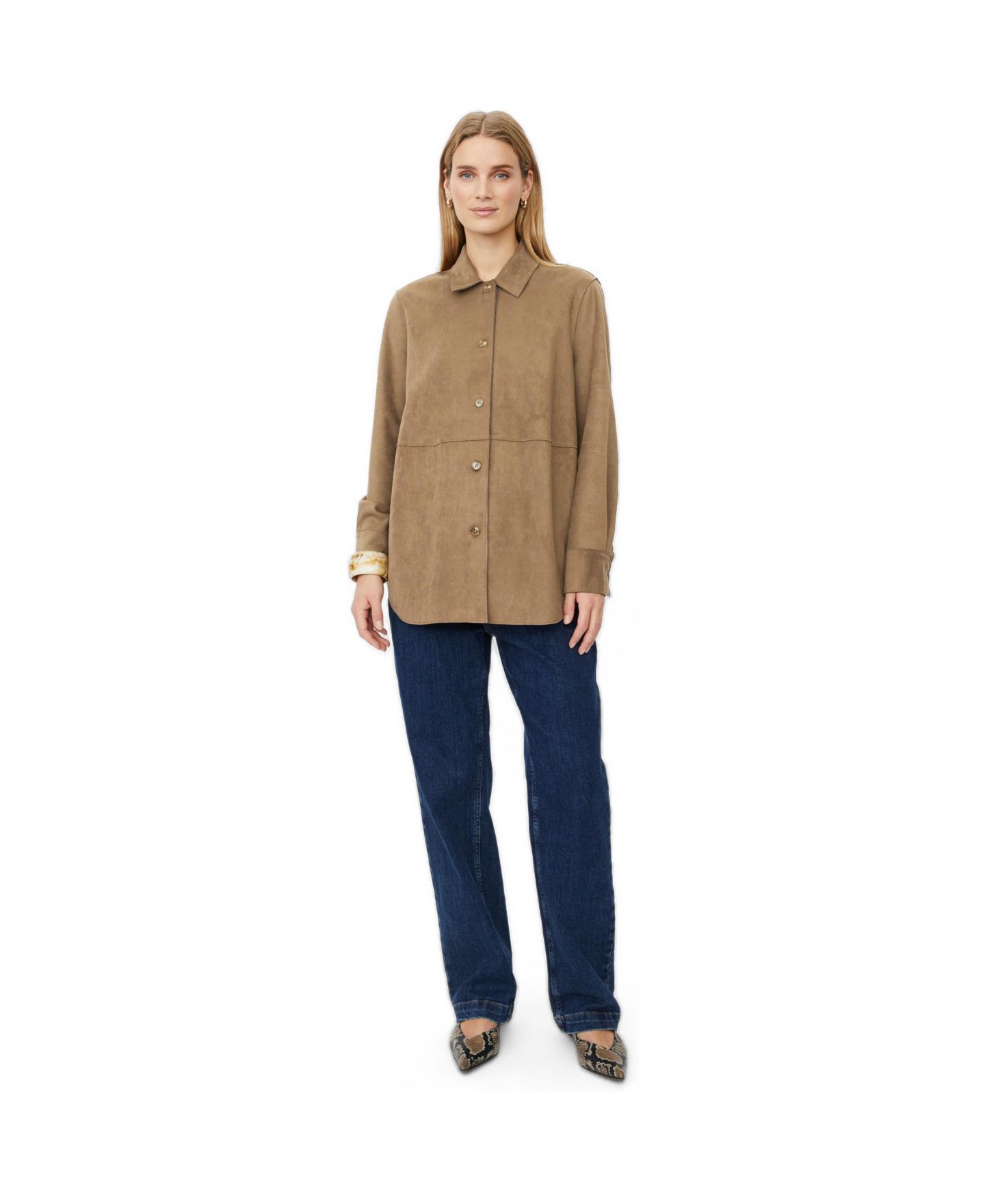 Женская рубашка Masai Copenhagen Maivethra Faux-Suede Long-Sleeve, цвет: Otter — фото 2