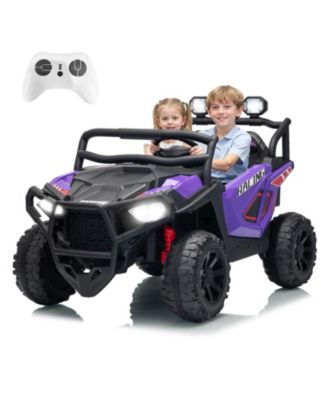 2-Seater Electric UTV Ride-On Truck, Remote Control, 4-Wheel Suspension, Gradual Power-Up, 3 Speeds, LED Lights, Wireless