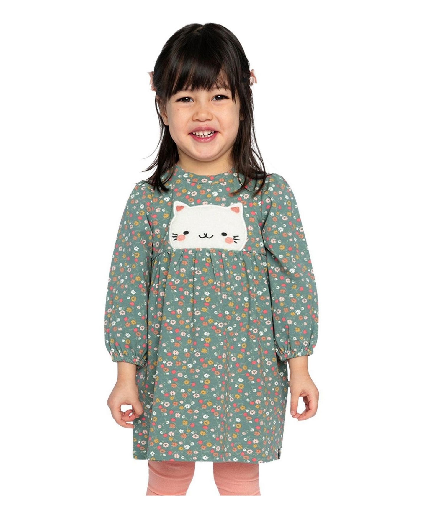 Платье Deux par Deux Cotton Printed Dress для девочек, цвет: Зелёный с принтом — фото 2
