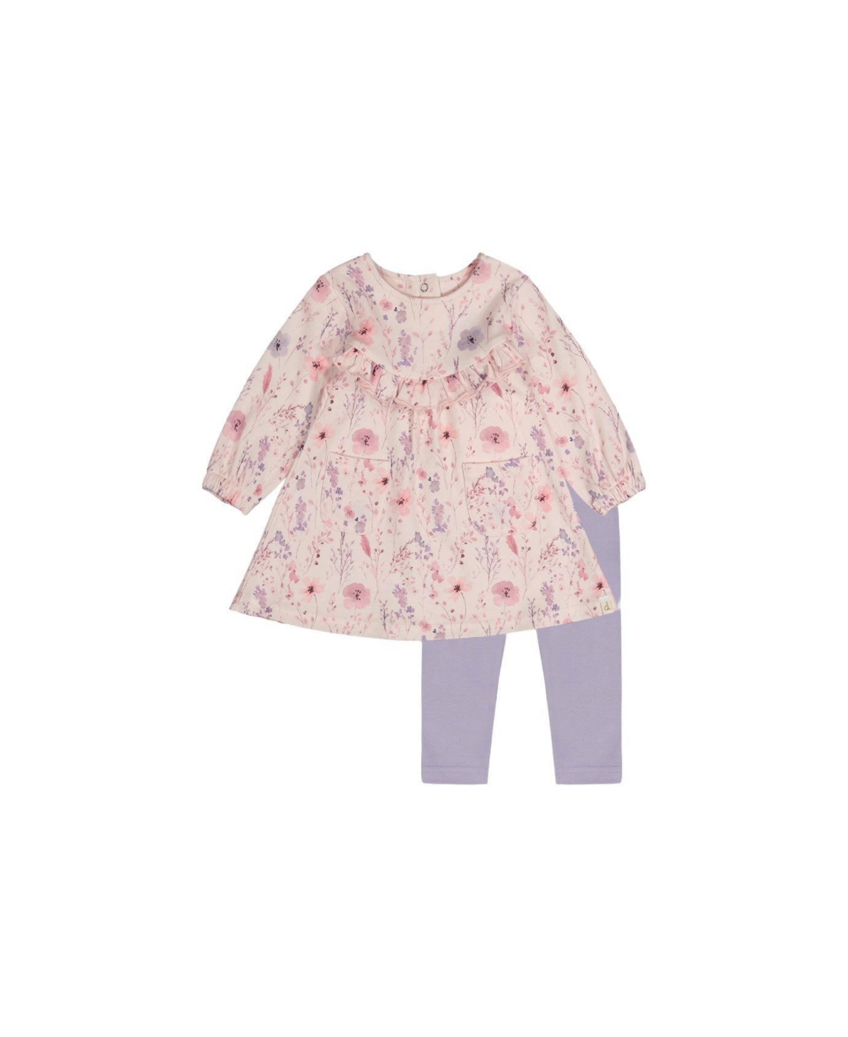 Deux par Deux Baby Girls (3M - 24M) Cotton Dress and Legging Set - Pink printed flowers