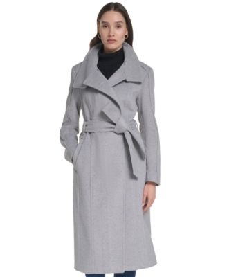 Women's Asymmetric Belted Long Wool-Blend Coat