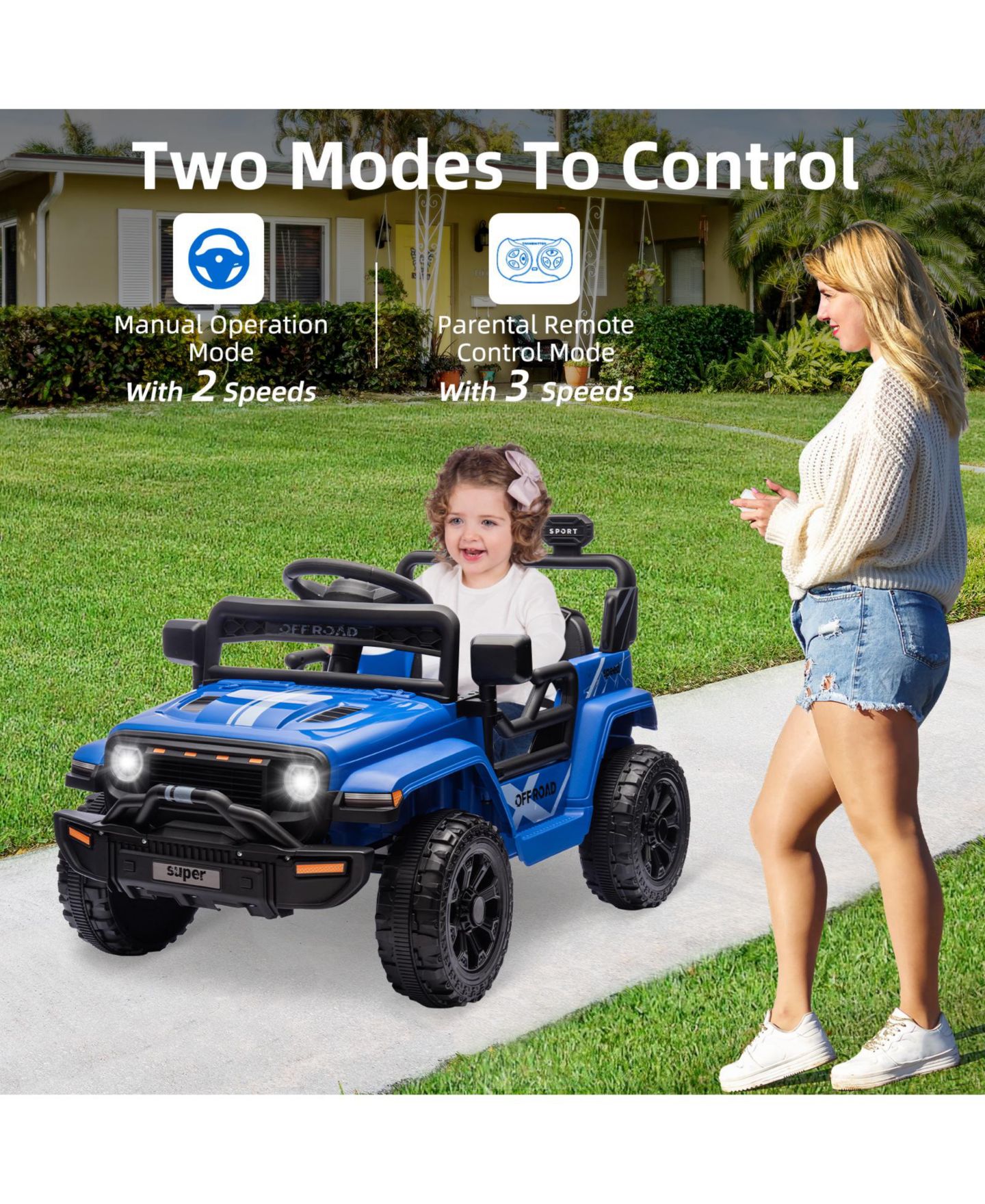 Детская игрушка homfan 12V Plastic and Metal Remote-Control Spring-Suspension Ride-On Truck, 3–5 лет — фото 4