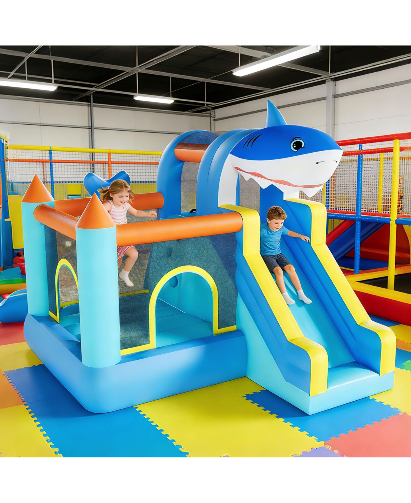 Детская игрушка homfan Inflatable Bounce House 109"L x 102"W x 98"H, Oxford Cloth with Slide & Air Blower, Accommodates 3 Children, Ages 3+ — фото 4