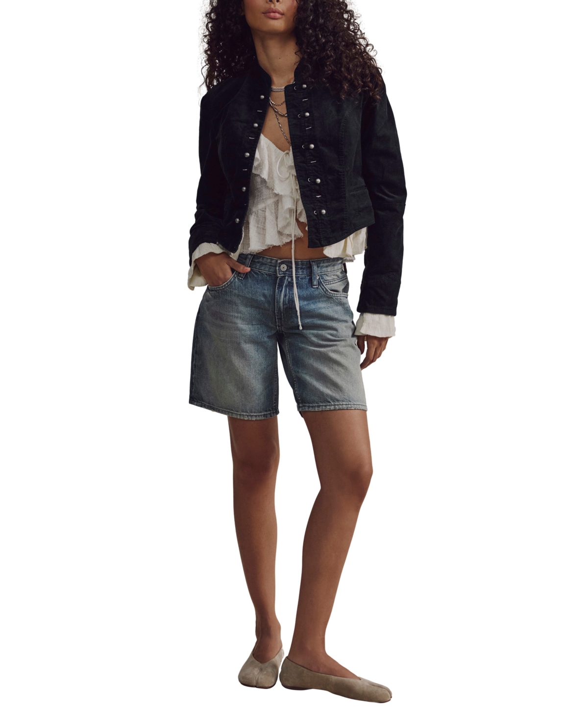 Free People Women's Herringbone Button-Front Blazer