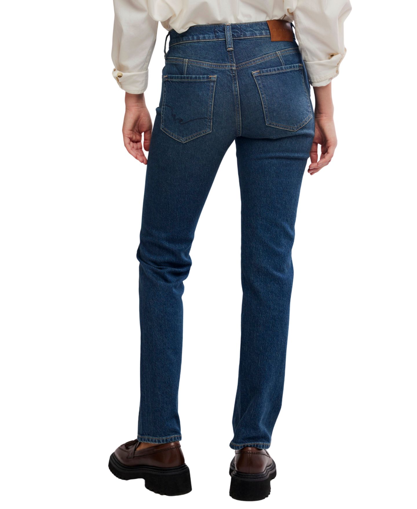 Женские джинсы Free People Edie High-Rise Tapered, цвет: Синий — фото 5