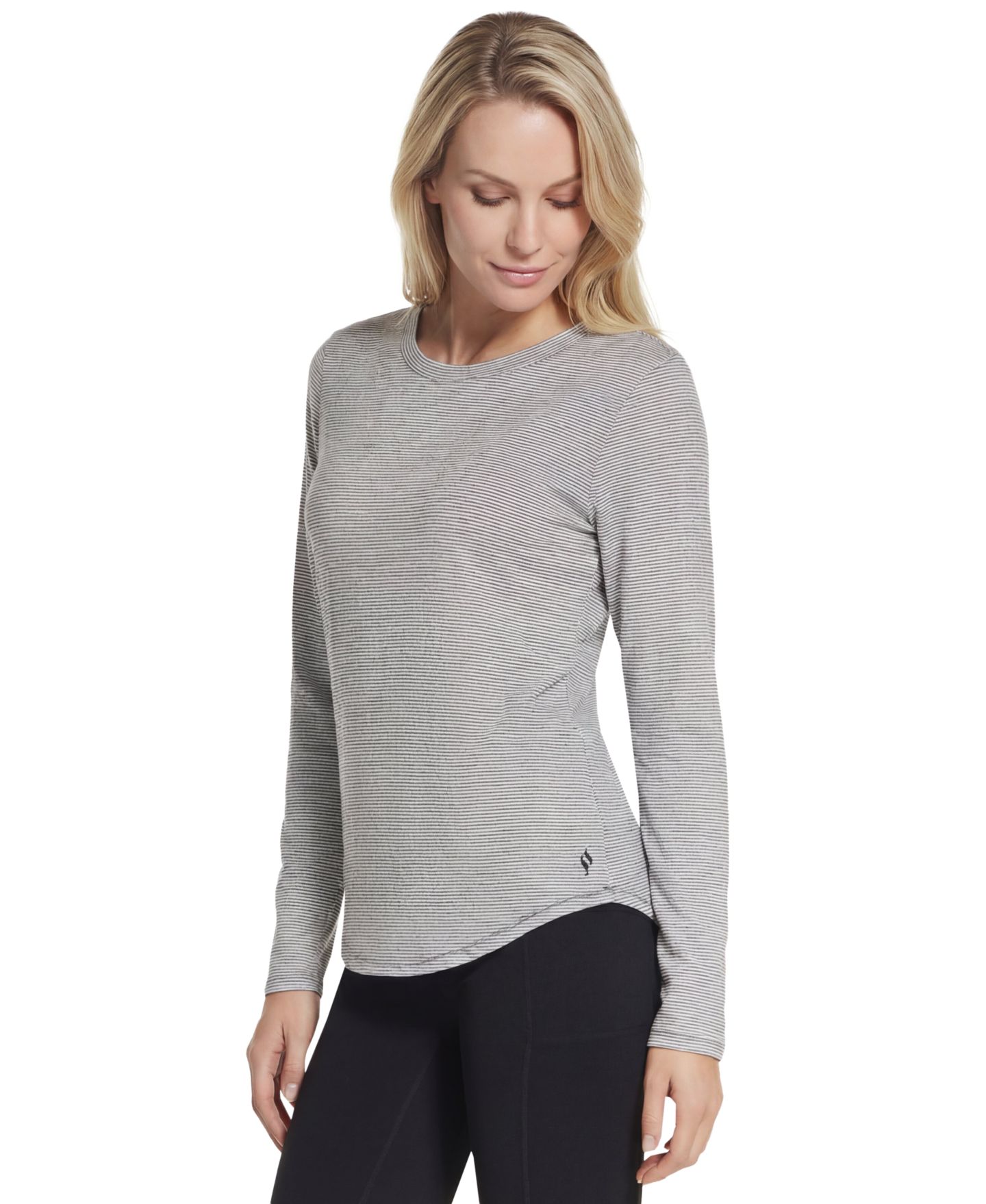 Женская футболка Skechers Swift Stripe Long-Sleeve Crewneck, цвет: Чёрный — фото 2