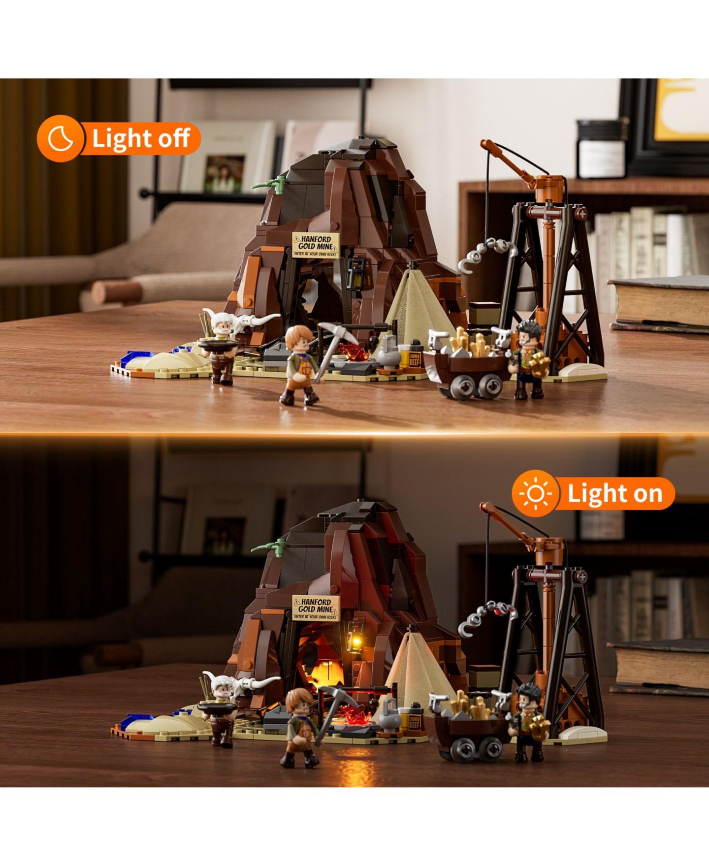 Детский конструктор Lumibricks Western Old West Gold Mine 658-Piece Lighting Building Set, Ages 16+ — фото 5