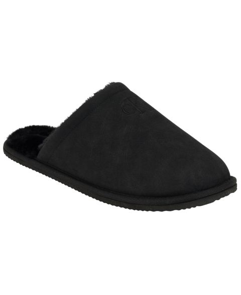 Мужские тапочки Calvin Klein Roon Plush Lined Footbed Round-Toe Slippers, цвет: Чёрный
