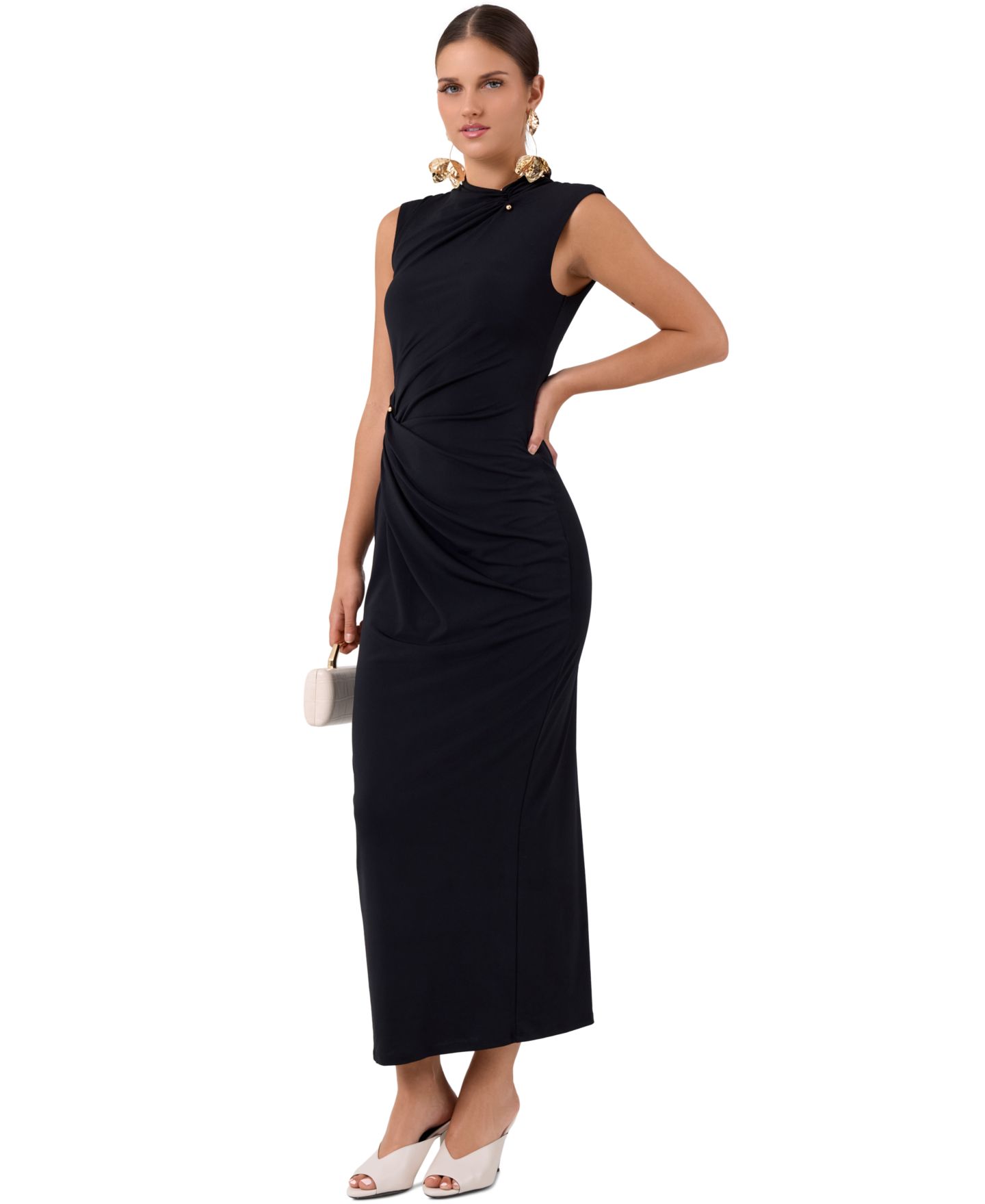 Женское платье RACHEL Rachel Roy Daria Midi Mock Neck Sleeveless Dress, цвет: Чёрный — фото 3