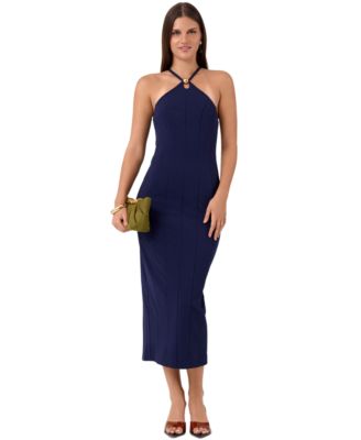 Women's Avalon Midi Halter Gold-Hardware Dress