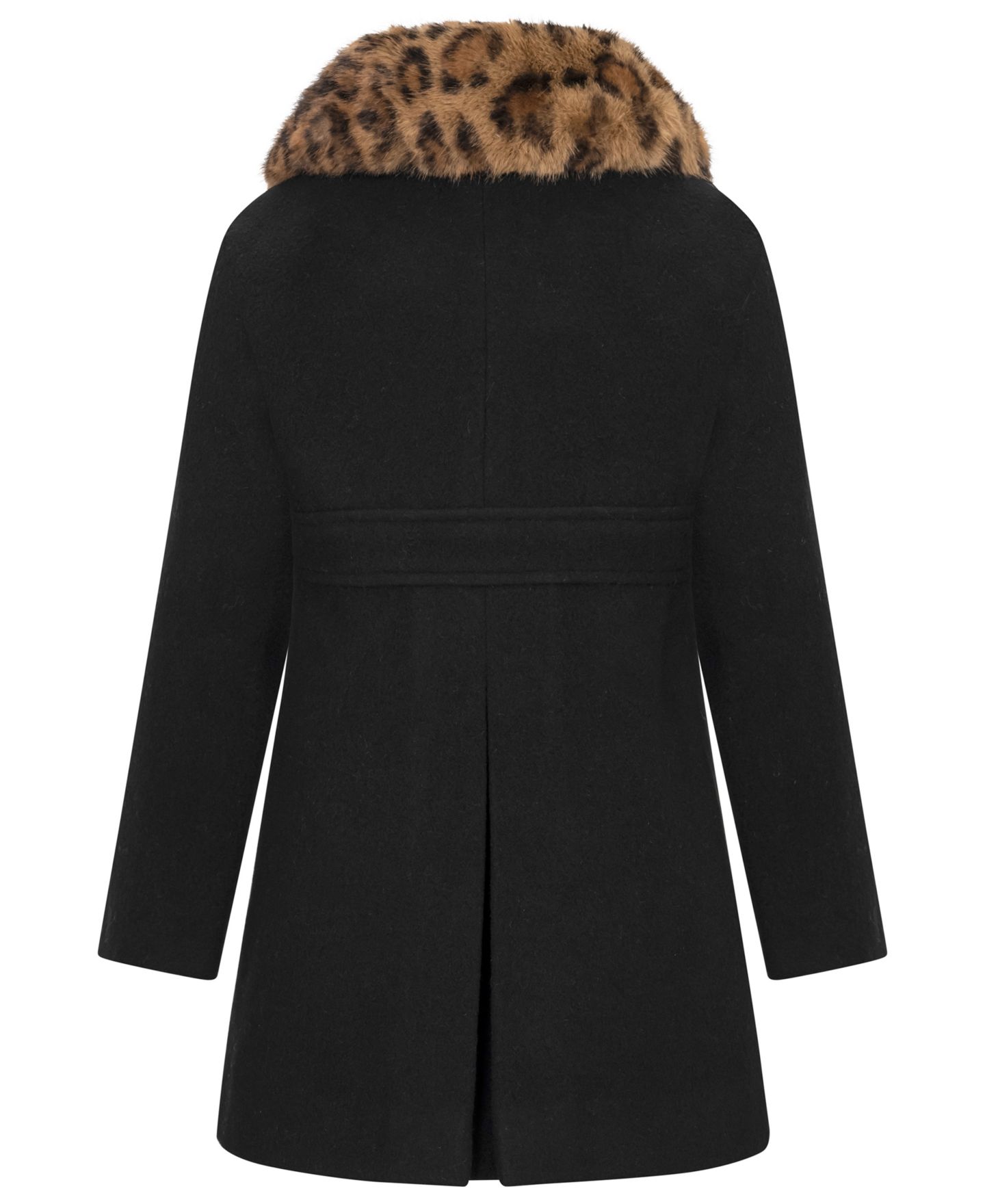 Куртка S Rothschild & CO Long-Sleeve Bow Waist with Faux Fur Collar Coat для девочек-малышей, цвет: Чёрный / Леопардовый — фото 2