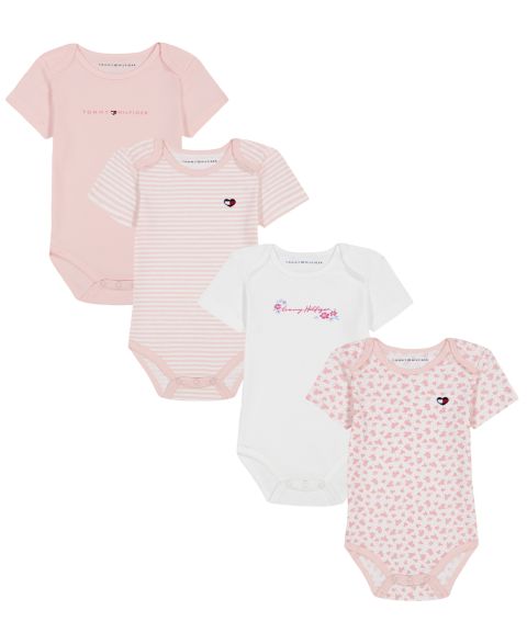 Боди Baby, короткий рукав, 4 шт. — Tommy Hilfiger, цвет: Розовый