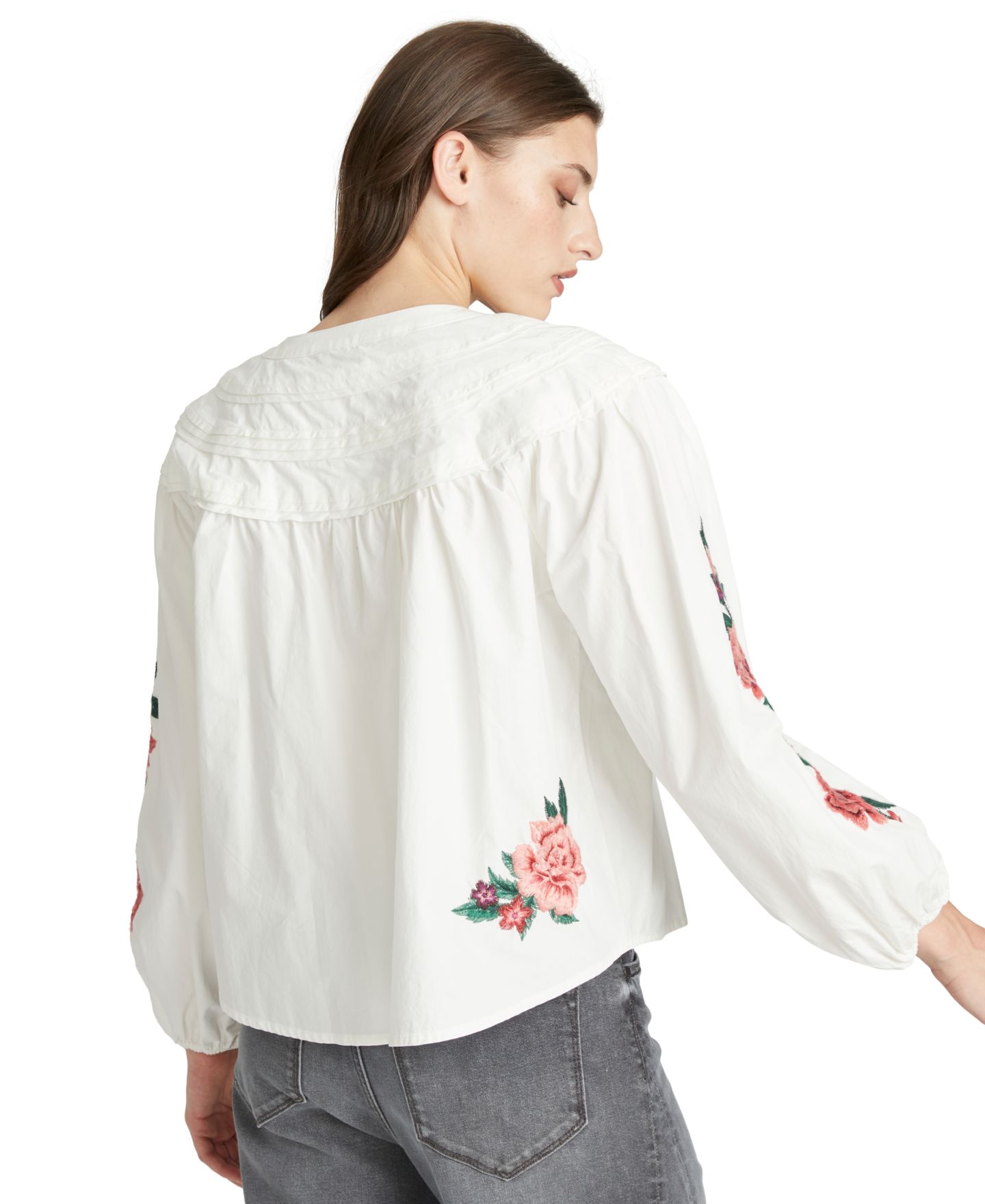 Женская блузка Driftwood Rustic Roses Long-Sleeve Floral-Embroidered, цвет: Белый — фото 5