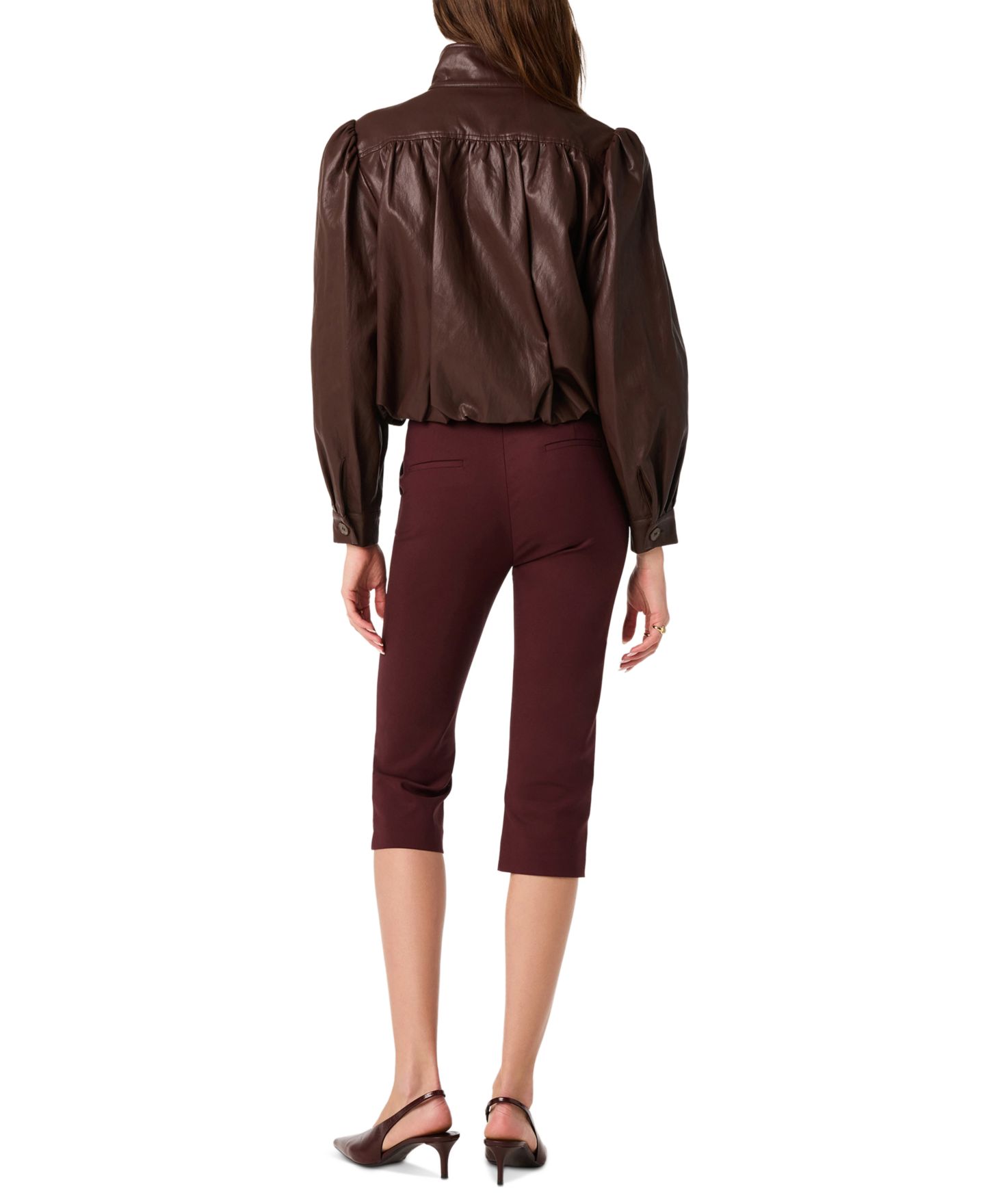 Женская куртка ASTR the Label Estero Cropped Funnel-Collar Puff-Sleeve, цвет: Коричневый — фото 4